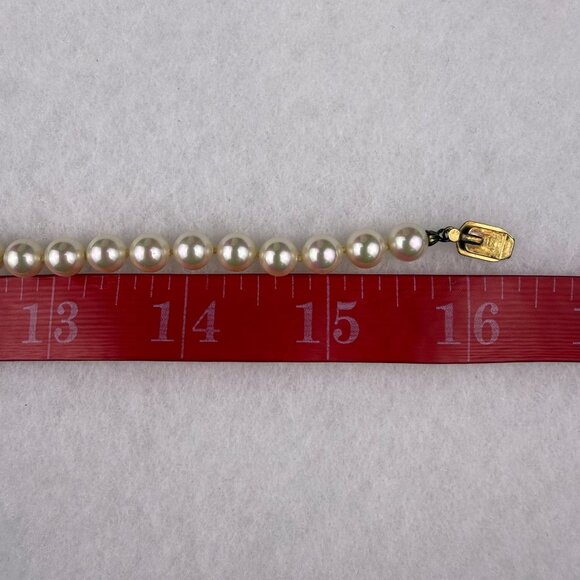 Majorica Womens Gold Tone Faux Pearl Necklace & Earrings Set Spain Signed - Picture 7 of 8